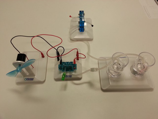 Electrolysis experiment setup diagram; hydrogen production; energy conversion; educational use.