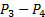Equation depicting pressure difference, P₃ - P₄, in fluid dynamics analysis.