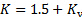 Equation: K = 1.5 + Kv, illustrating a formula for equilibrium calculations.