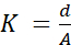 Thermal conductivity formula \(K=\frac{d}{A}\), equation for heat transfer analysis.
