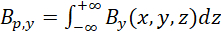 Magnetic field equation, integral B field over z-axis, relevant to electromagnetism studies.