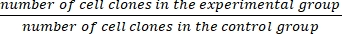 ratio of cell clones; formula; experimental/control comparison; research analysis