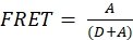 FRET efficiency equation; formula for Förster Resonance Energy Transfer in molecular studies.
