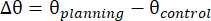 Delta theta equation: ∆θ = θ_planning - θ_control in mathematical formula.