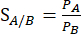 Static equilibrium; equation S<sub>A/B</sub>=P<sub>A</sub>/P<sub>B</sub>; equilibrium diagram.