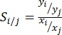 Ratio equation \( S_{i/j} = \frac{(y_i/y_j)}{(x_i/x_j)} \); mathematical formula.