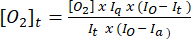 Oxygen concentration equation, kinetics analysis, formula for chemical process, educational diagram.