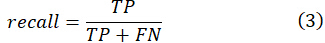 Recall formula: TP/(TP+FN), equation, data analysis performance metric.