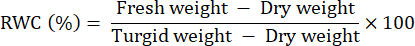 figure-protocol-1 RWC equation for relative water content calculation in plant analysis describing fresh, dry weight.