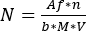 Equation for calculating molecular weight, depicted as N=(Af*n)/(b*M*V).