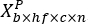 Mathematical expression X^P in tensor dimensions b×h×f×c×n, used in data analysis diagrams.