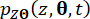 Probability density function equation, pzθ(z,θ,t), in mathematical analysis.