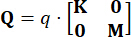 Static equilibrium equation Q=q·[K 0; 0 M], matrix representation, physics concept.