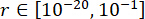 r range [10^-20, 10^-1]; mathematical equation; scientific data analysis.
