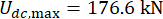 Static equilibrium equation, Udc,max = 176.6 kN, engineering formula for structural analysis.