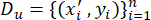 Mathematical expression, data sample notation for supervised learning, formula with indexed dataset.