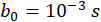 Static equilibrium equation, b₀ = 10⁻³ s, formula for time measurement.