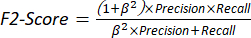 F2 score formula, balancing precision and recall, mathematical equation for performance evaluation.