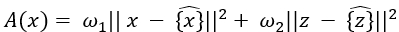 figure-protocol-31 Mathematical formula for weighted squared distance calculation; equation showing A(x).