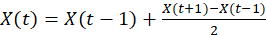 Equation of discrete-time averaging process in mathematical analysis diagram.
