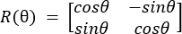 Rotation matrix formula R(θ) diagram with trigonometric functions cosθ and sinθ for geometry analysis.