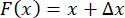 F(x)=x+Δx, mathematical function equation for calculus study, formula representation.