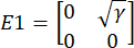 Matrix representation: E1 equals matrix with gamma term; used in computational methods, quantum study.