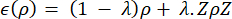 Kraus operator equation ε(ρ)=(1−λ)ρ+λZρZ for quantum channel analysis.