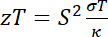 Thermoelectric efficiency equation zT=S²σT/κ symbol in scientific research context.
