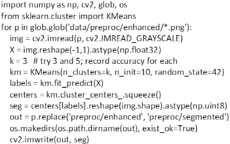 figure-protocol-9 KMeans clustering Python code for image segmentation; data preprocessing script example.