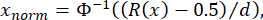 Normal quantile transformation formula, equation for statistical data analysis.