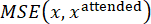 Mathematical formula MSE(x, x-attended) for statistical error analysis applications.