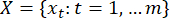 Static equilibrium series equation, X={xt: t=1,...m}, mathematical notation.