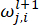 Mathematical symbol: ωj,i^(l+1), neural network weight representation.