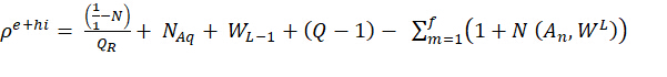 Mathematical equation, ρe+hi = (1-N/QR) + NAq, related to statistical physics analysis.