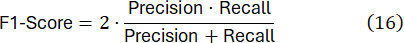 figure-protocol-22 F1-score formula: 2*(Precision*Recall)/(Precision+Recall); equation for evaluating model accuracy.