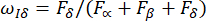 Static equilibrium formula ωδ=Fδ/(Fα+Fβ+Fδ); calculations for force balance, physics equation.