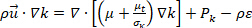 Fluid dynamics equation, diagram, visualizing turbulent kinetic energy dissipation analysis.