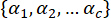 Set notation: a₁, a₂, ..., a_c, used in mathematical equations, variable representation.