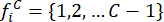 Mathematical formula, categories set notation for classification analysis; equation detail in research.