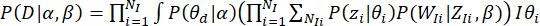 Bayesian probability equation, diagram of statistical inference process, indicating data likelihood.