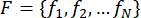 Set theory equation F={f1,f2,...fn}, mathematical symbols.