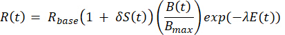 R(t) equation for chemical reaction rate, formula analysis, kinetic study, experimental model.