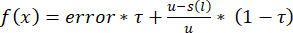 Quantile regression formula f(x) diagram, illustrating error and weighted parameters in statistical analysis.