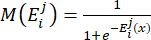 Logistic function equation, \(M(E_i^j)\), mathematical formula, education, research, analysis.
