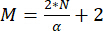 Static equilibrium equation M=(2*N)/α+2, showcasing mathematical symbol usage.