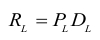 Load resistance calculation formula \(R_L = P_L D_L\), related to electrical circuits analysis.