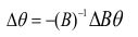 Static equilibrium equation, Δθ = -(B)-¹ΔBθ, formula in mathematical diagram for educational use.