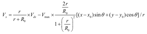 Hydrodynamic interaction formula; velocity in a fluid; mathematical equation.