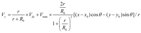 Fluid dynamics equation, Vy, depicting velocity flow distribution; mathematical formula.